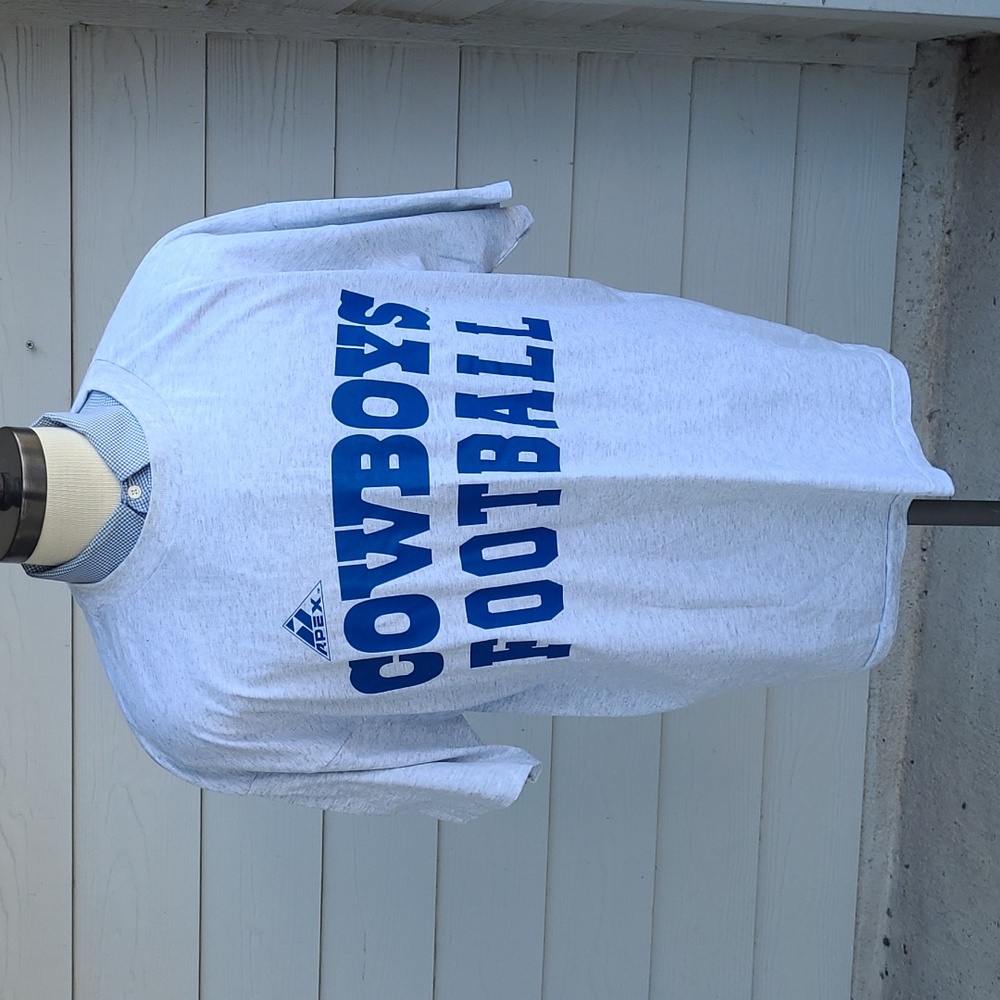 DALLAS COWBOYS NFL Grey Blue‎ Apex One Cotton Blend Single Stitch Shirt XXL RARE